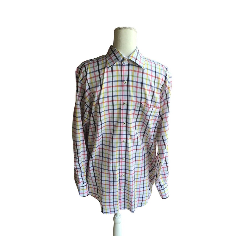 Peter Millar Button Down Long Sleeve Shirt Mens White M Preppy 100% Cotton